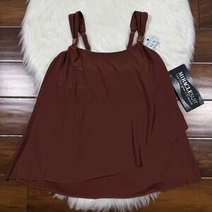 Miraclesuit Women's Size 8‎ Tamarind Brown Dazzle Tankini Swim Suit Top ONLY